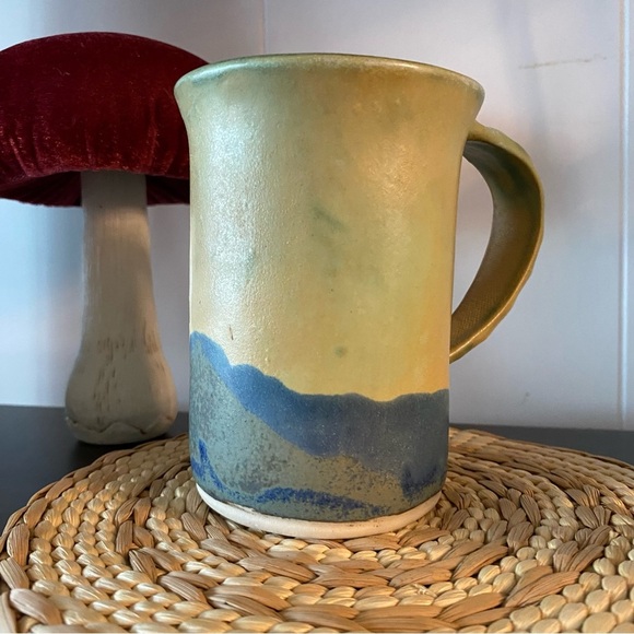 Vintage Hugh Crosby Pottery Mug Handmade Flower Tulip Blue Green Nova Scotia Art - Picture 5 of 13